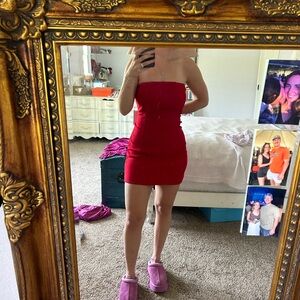 Hello Molly Red Strapless Bodycon Mini Dress